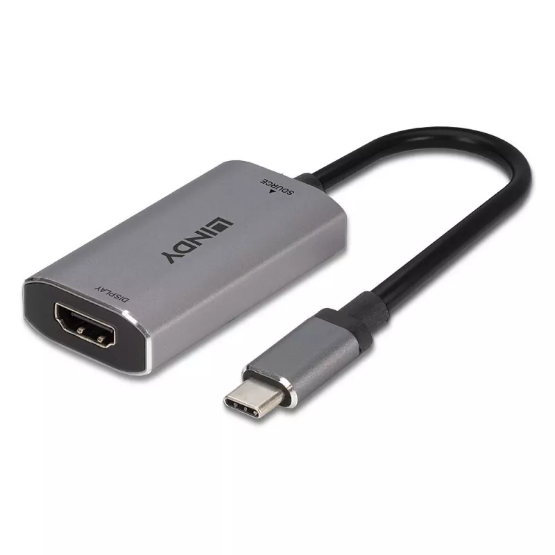Lindy convertitore USB Type-C su HDMI 8K60, 0,11 m, USB Type-C, HDMI, connettore maschio, connettore femmina, dritto
