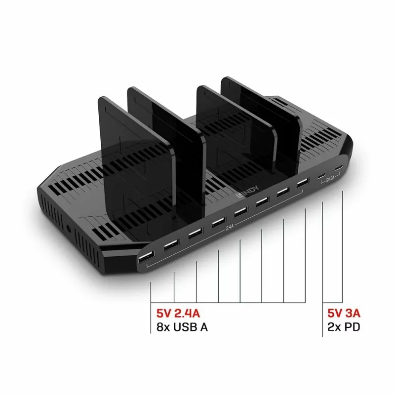 Stazione di ricarica USB Lindy 120W 10 porte