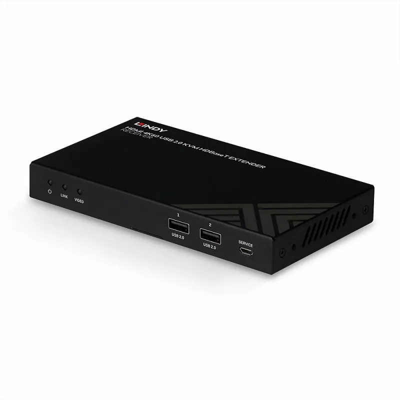 Extender KVM HDBaseT Lindy 150m Cat.6 HDMI 4K60, IR, RS-232 e audio, ricevitore