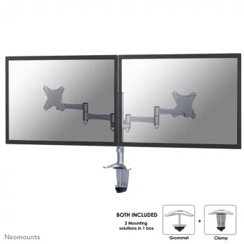 Braccio per monitor Neomounts FPMA-D1330DSILVER 10-27 pollici, morsetto/passacavo, 9 kg, 25,4 cm (10 pollici), 68,6 cm (27 pollici), 100 x 100 mm, argento
