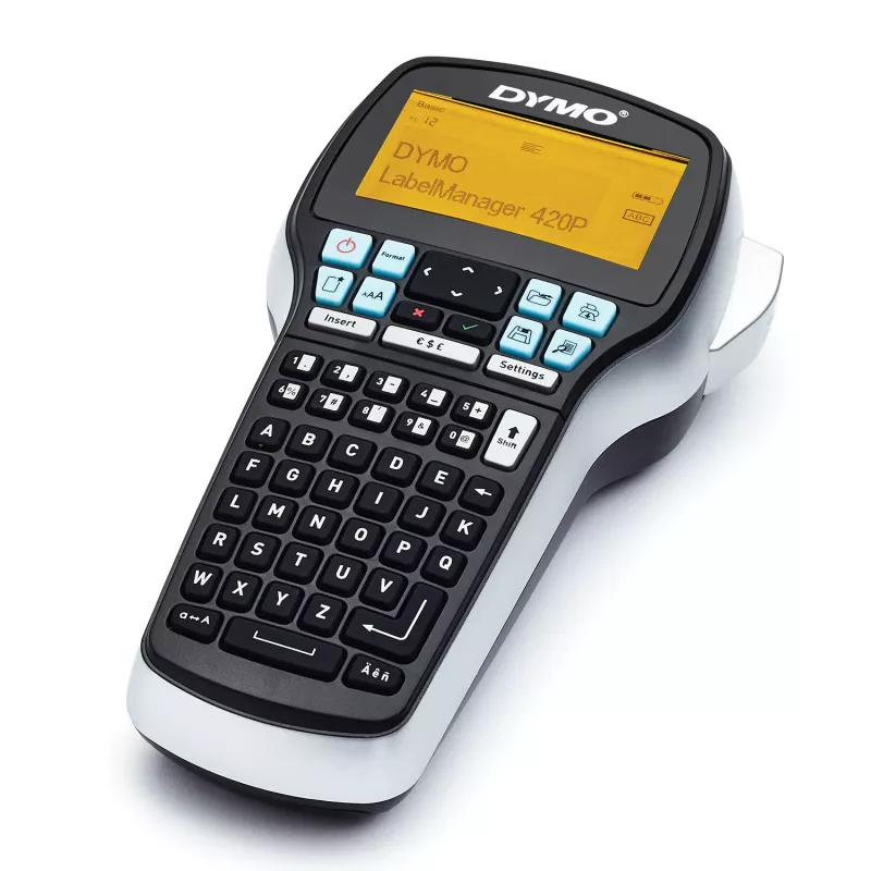 DYMO LabelManager 420P set stampante etichette ad alte prestazioni con batteria e portatile | tastiera ABC con 4 rotoli di etichette D1 e valigetta