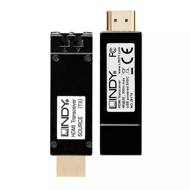 Trasmettitore e ricevitore AV Lindy 300m fibra ottica HDMI 4K30 extender