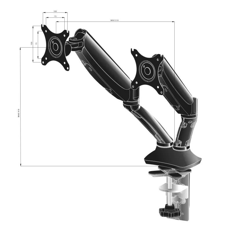 Supporto per monitor / base iiyama DS3002C-B1 68.6 cm (27 pollici) scrivania nero