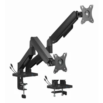 GEMBIRD braccio regolabile per monitor da tavolo per due schermi con porte USB, 43,2-81,3 cm (17-32 pollici)