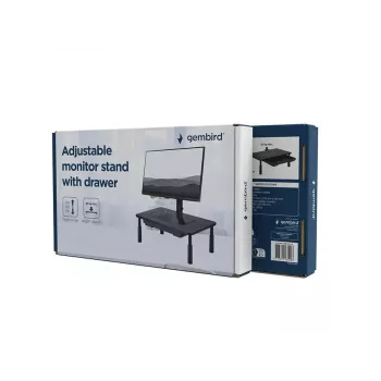 Stand per monitor GEMBIRD MS-TABLE-D-01 — rialzo da tavolo regolabile in altezza con 1 cassetto, acciaio, altezza 140 mm, per 1 display, portata 20 kg