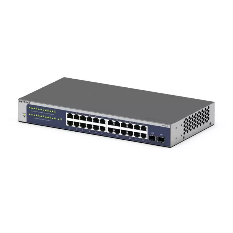 NETGEAR GS724Tv6 Managed L2+/L3 Gigabit Ethernet (10/100/1000) 1U blu, grigio