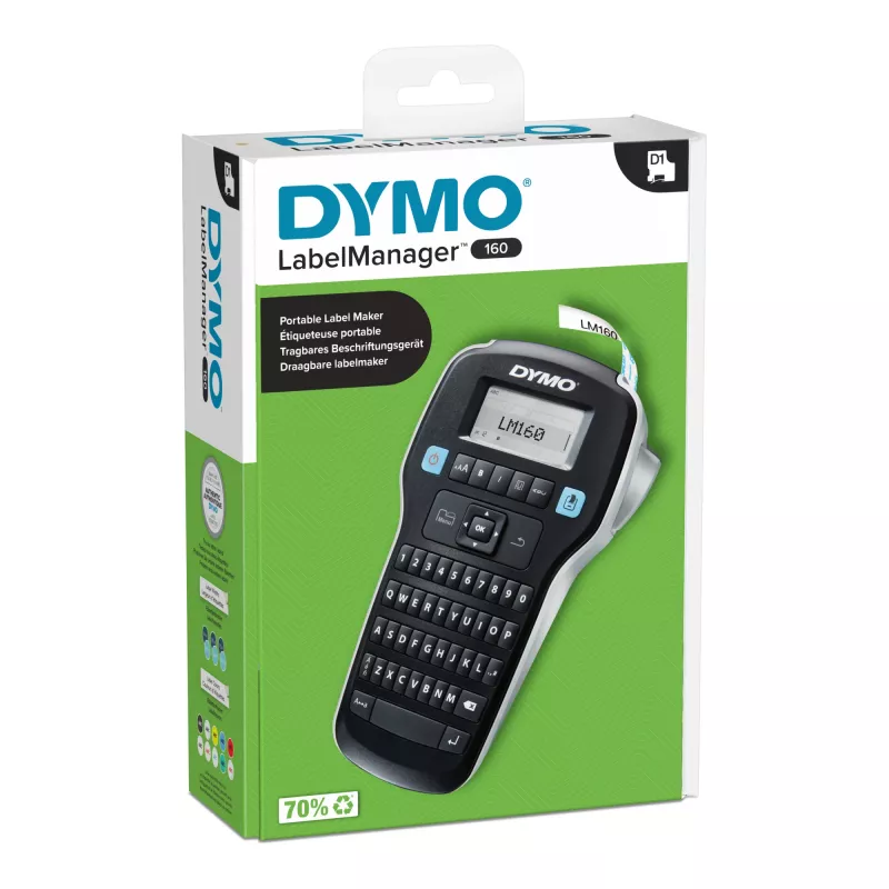 DYMO LabelManager 160 etichettatrice | etichettatrice portatile con tastiera QWERTZ | include nastro etichette D1 nero e bianco (12 mm) | per casa e ufficio