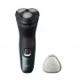 Rasoio elettrico Philips 3000X Series X3052/00 — rotante, 3 testine, bagnato e asciutto, batteria NiMH, 45 min. di autonomia, trimmer, nero/verde