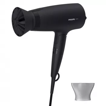 Asciugacapelli Philips 3000 Series BHD308/10 — 1600 W, 3 livelli di calore e 3 velocità, impugnatura pieghevole, anello appendibile