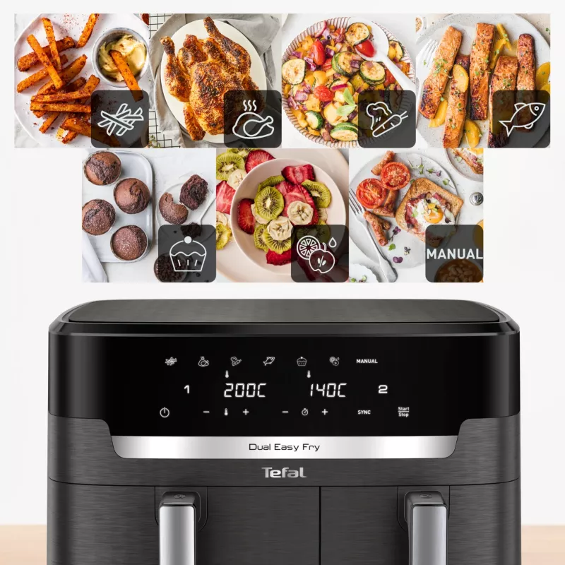 Friggitrice Tefal Easy Fry Dual XXL EY942HE0 doppia 11 L a base fissa 2020 W friggitrice ad aria grigio
