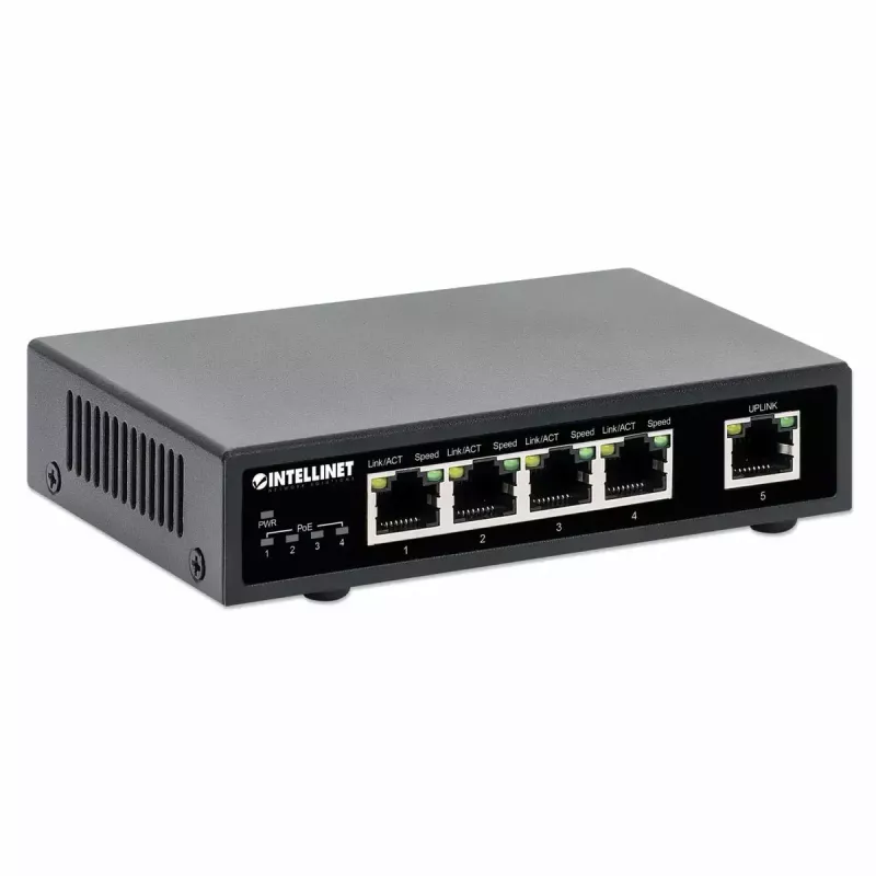 Switch Intellinet 5 porte Gigabit Ethernet PoE+ 62W 4 porte PSE