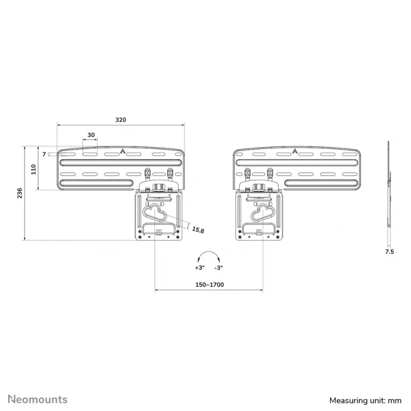 Supporto da parete per TV Neomounts WL30-265BL1 43-85