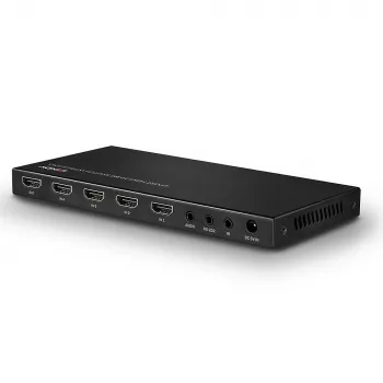 Switch HDMI Lindy 4 porte 18G con audio, HDMI, metallo, nero, 18 Gbit/s, 3840 x 2160 pixel, 5.1 canali