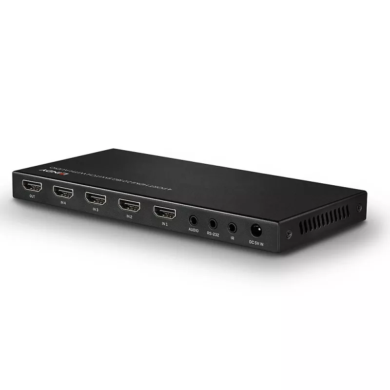Lindy 38249 switch HDMI 2.0 18G a 4 porte con audio, da scrivania