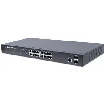 Switch Intellinet 16 porte Gigabit Ethernet PoE+ web-managed con 2 porte SFP, compatibile IEEE 802.3at/af Power over Ethernet (PoE+/PoE), 374 W, Endspan, montaggio rack 19 pollici