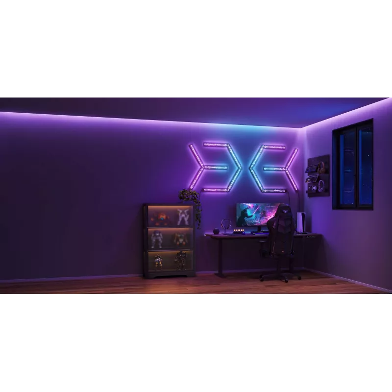 Lampada da parete smart Govee Gaming Wall Lights (4+1) – WLAN/Bluetooth, multicolore, 4 pezzi, 370×45×30 mm