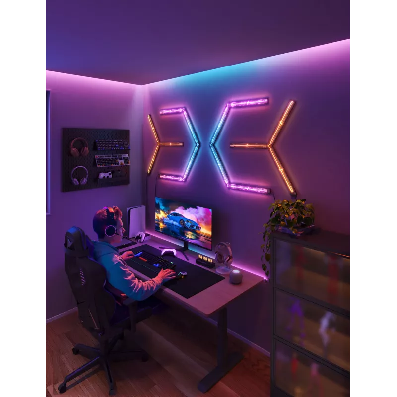 Lampada da parete smart Govee Gaming Wall Lights (4+1) – WLAN/Bluetooth, multicolore, 4 pezzi, 370×45×30 mm