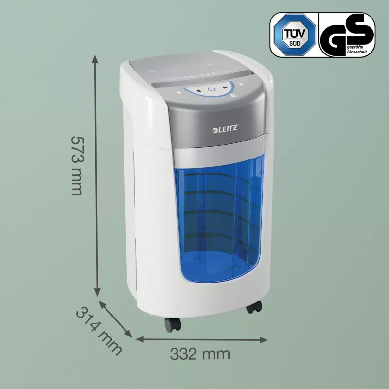 Distruggidocumenti Leitz IQ OptiMax Home Office 225 a microtaglio livello di sicurezza P5 15 L – bianco