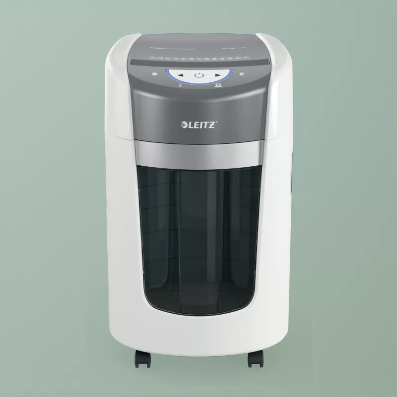 Distruggidocumenti Leitz IQ OptiMax Home Office 225 a microtaglio livello di sicurezza P5 15 L – bianco
