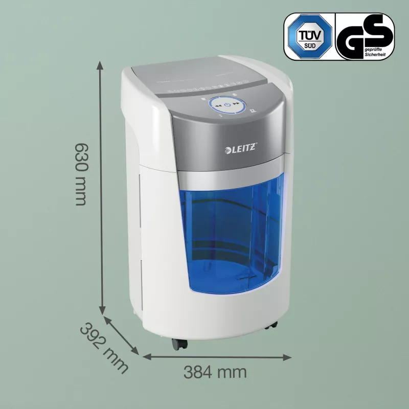 Distruggidocumenti Leitz IQ OptiMax Small Office 350 a microtaglio livello di sicurezza P5 22 L – bianco