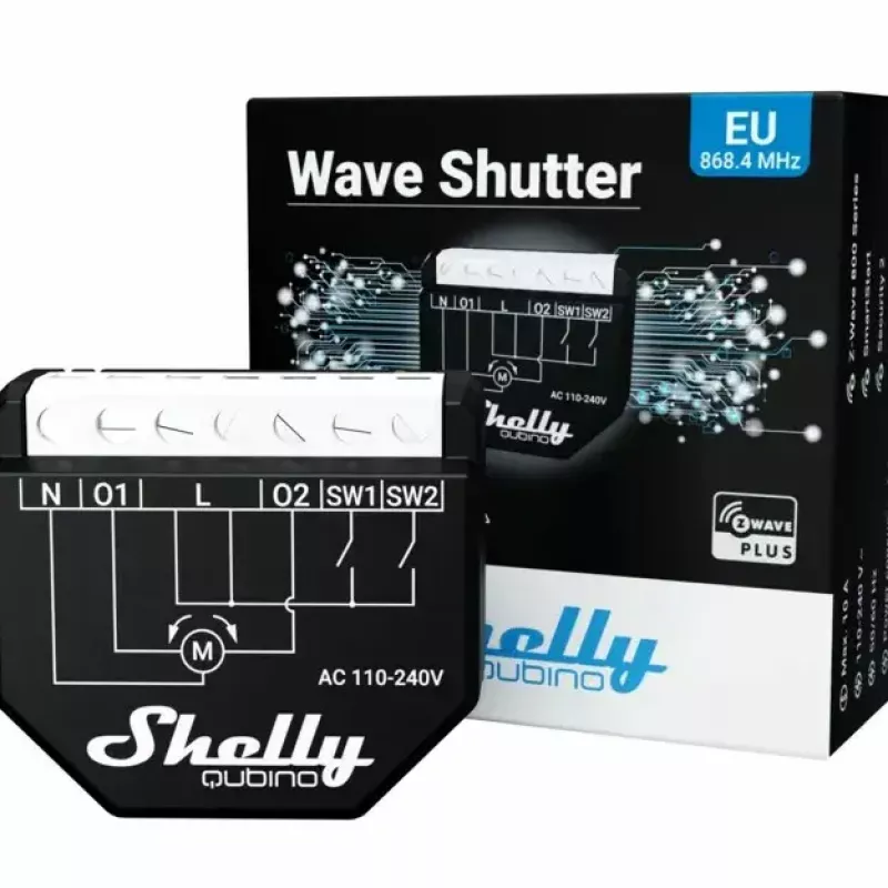Relè smart Shelly Wave Shutter nero 10 A 110–230 V, portata max 40 m, 25 dBmW
