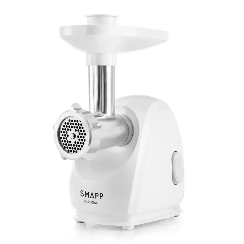 Tritacarne elettrico SMAPP 489.81, 2000 W, 3 dischi forati (2,7–8 mm), bianco