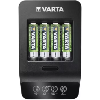 Caricabatterie intelligente VARTA LCD Smart Charger+ con 4 batterie AA 2100 mAh