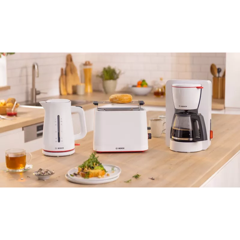 Bollitore elettrico Bosch TWK3M121 — 1,7 L, 2400 W, bianco, corpo in plastica