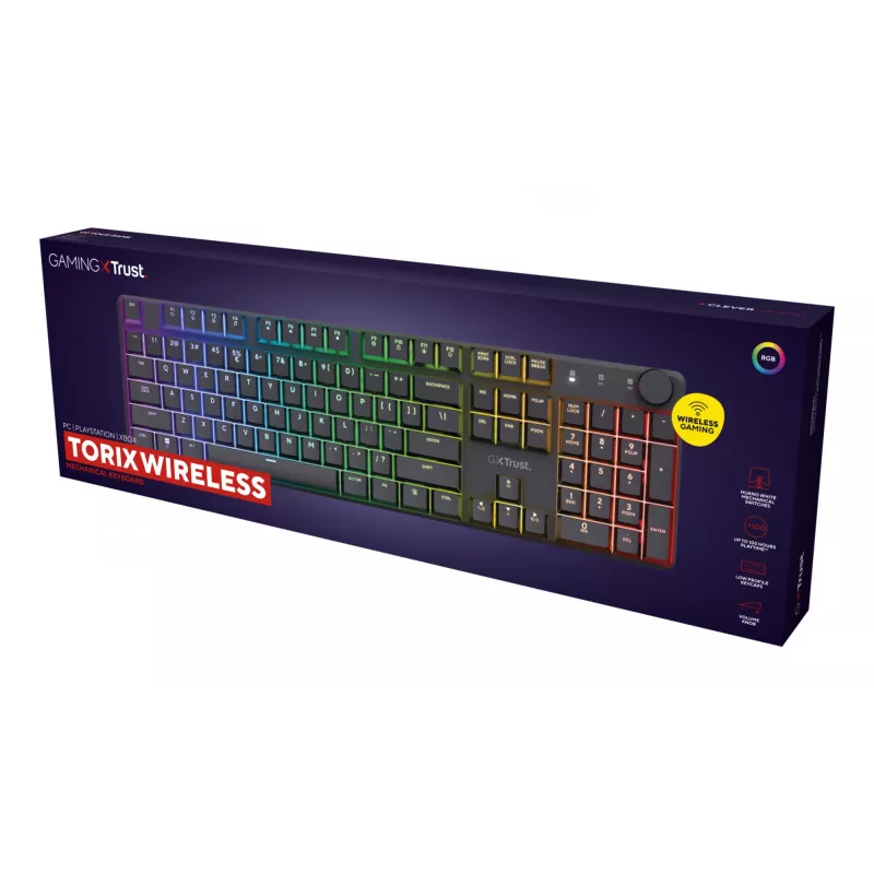 Trust GXT 868 Torix Tastiera Gaming USB + RF Wireless + Bluetooth QWERTY US English nero