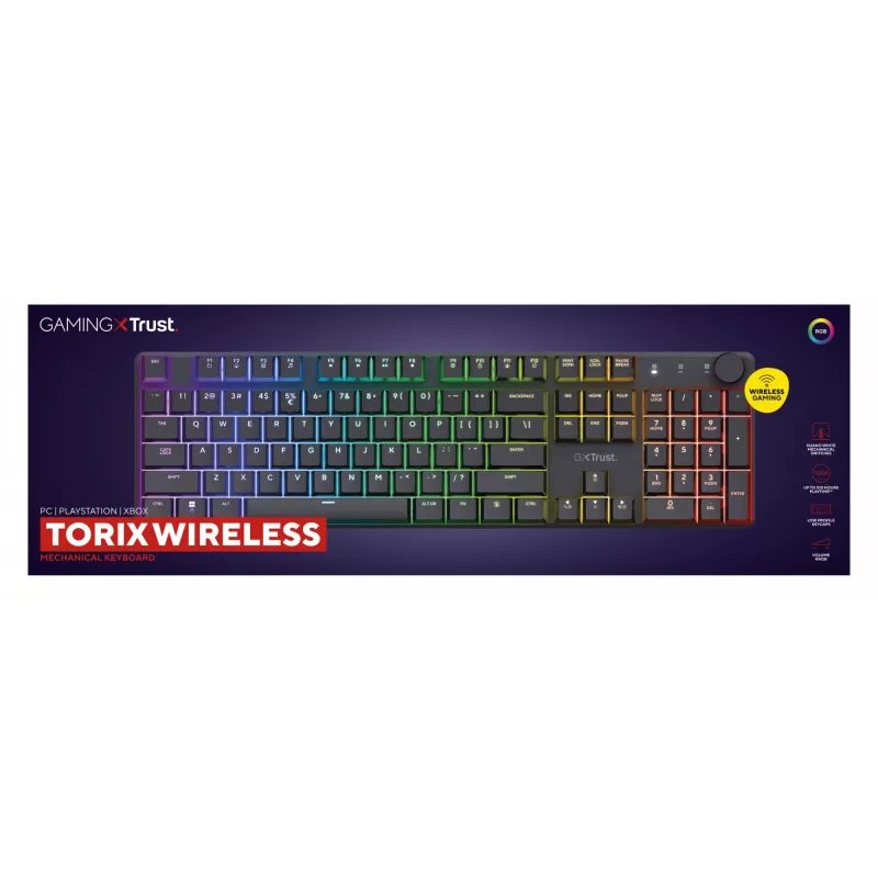 Trust GXT 868 Torix Tastiera Gaming USB + RF Wireless + Bluetooth QWERTY US English nero