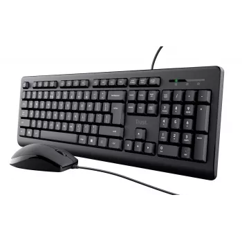 Trust Primo Tastiera, mouse incluso, universale, USB, QWERTY, US-English, nero