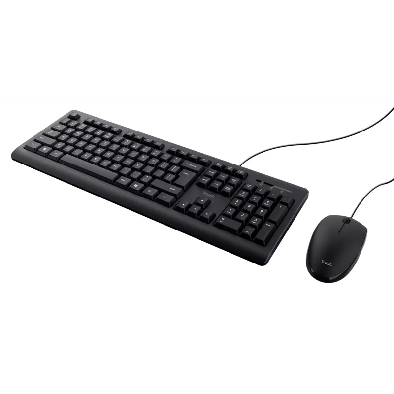 Trust Primo Tastiera, mouse incluso, universale, USB, QWERTY, US-English, nero