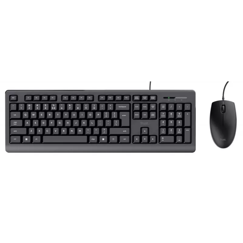 Trust Primo Tastiera, mouse incluso, universale, USB, QWERTY, US-English, nero