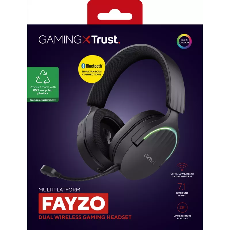 Trust GXT 491 Fayzo Headset con filo e senza fili fascia per la testa Gaming USB Type-C Bluetooth nero