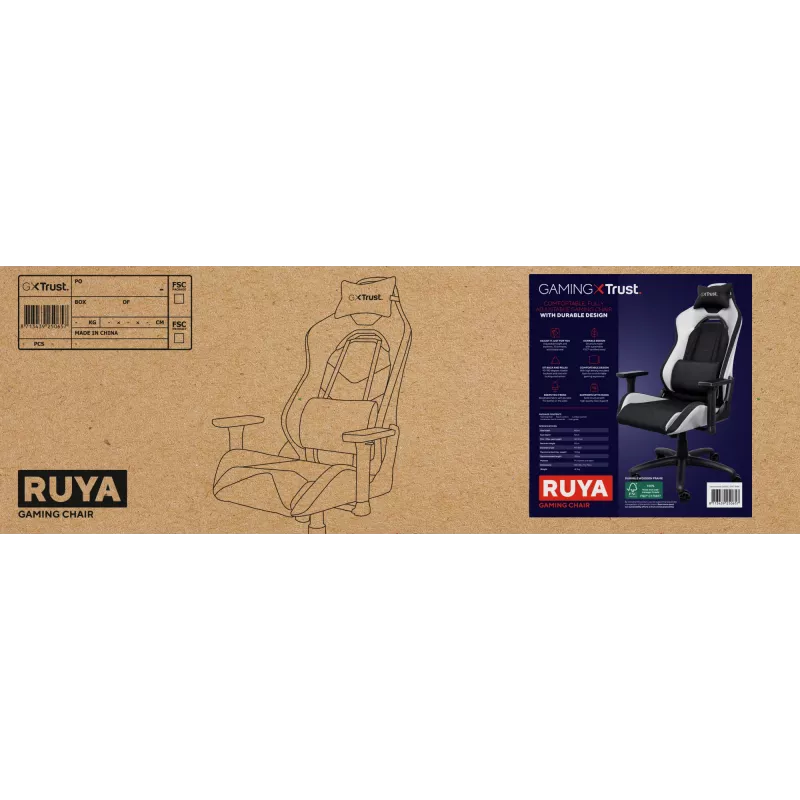 Trust GXT 714 RUYA Sedia da gaming universale, nero, bianco