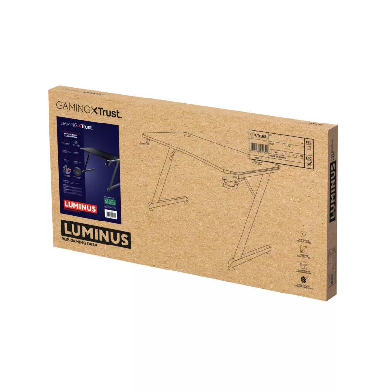 Tavolo rettangolare TRUST GXT 709 LUMINUS nero 1200x600x740 mm