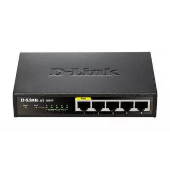 D-Link DES-1005P unmanaged L2 Fast Ethernet (10/100) Power over Ethernet (PoE) nero