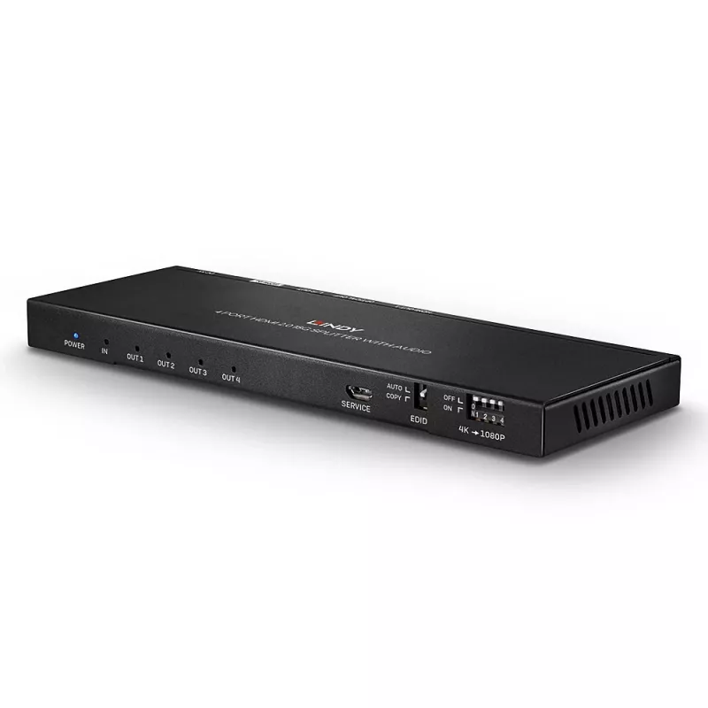 Splitter HDMI 18G Lindy 4 porte con audio e downscaling