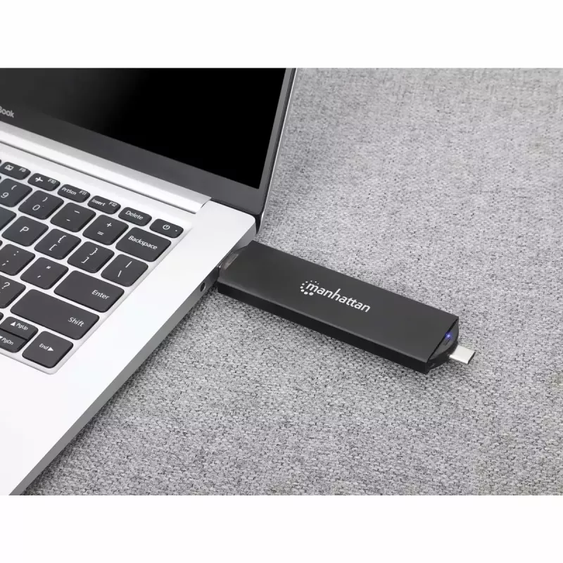 Case per SSD Manhattan M.2 NVMe SATA USB-C USB-A 10 Gbps nero