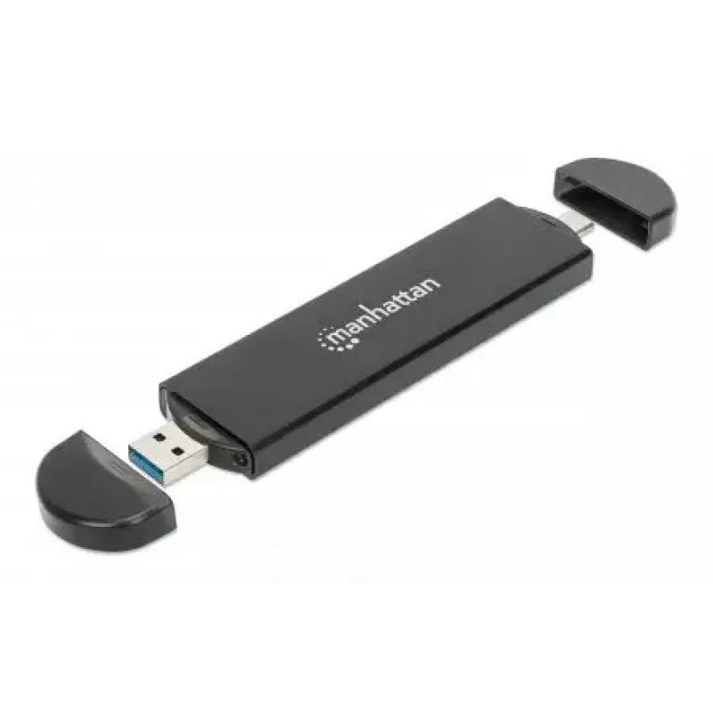 Case per SSD Manhattan M.2 NVMe SATA USB-C USB-A 10 Gbps nero