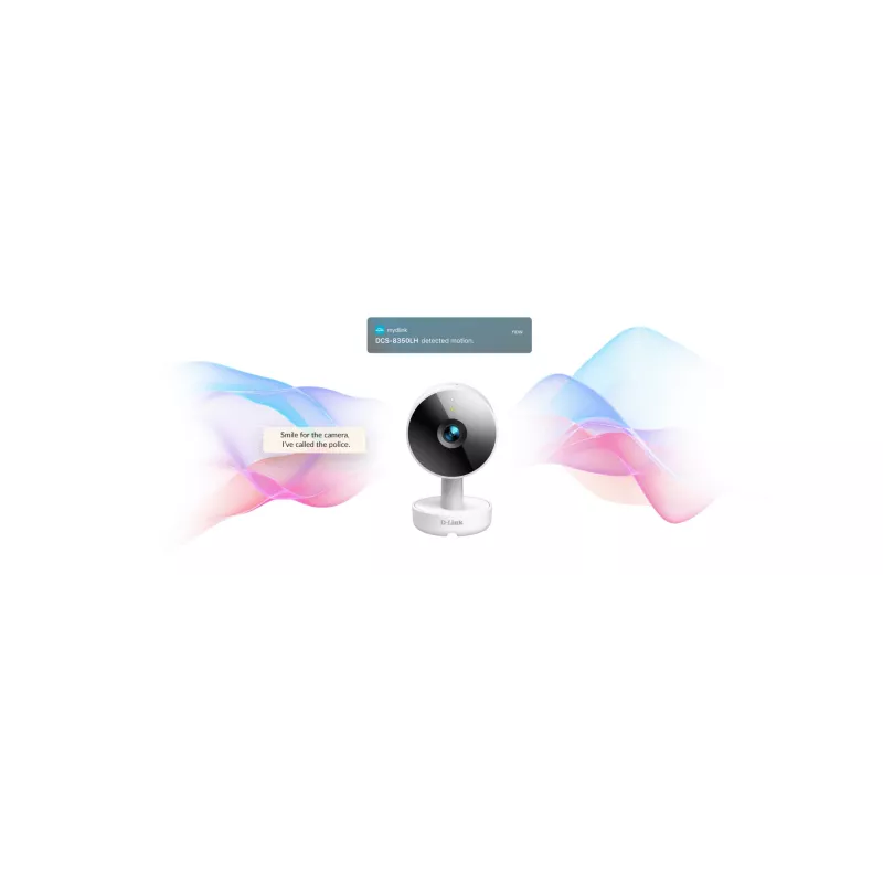 D-Link 2K QHD telecamera Wi-Fi per interni DCS-8350LH, telecamera di videosorveglianza IP, interni, con filo & wireless, Amazon Alexa & Google Assistant, da tavolo, bianco