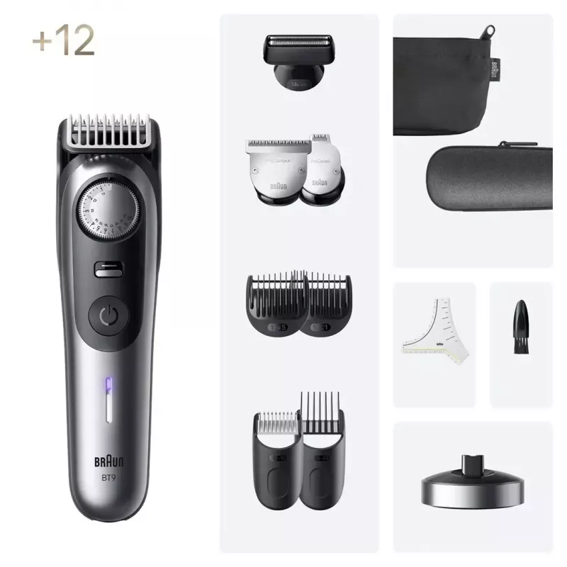 Braun BeardTrimmer 9 BT9560 batteria ricaricabile 52 2 cm bagnato e asciutto nero, grigio