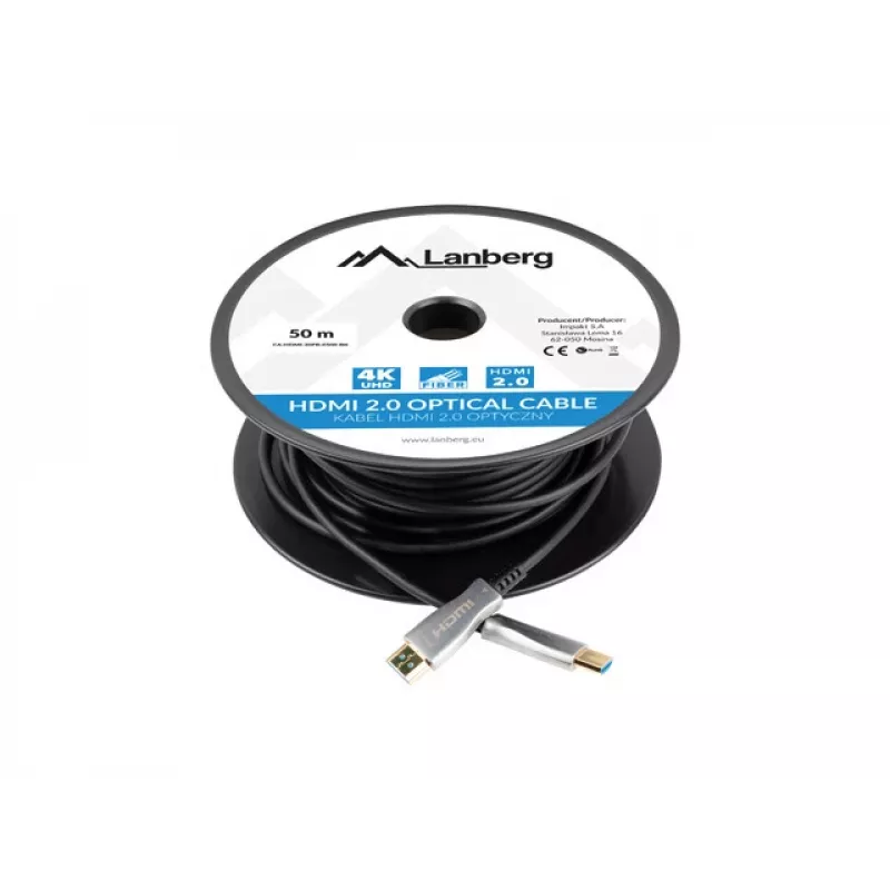Cavo LANBERG HDMI - M/M v2.0 cavo ottico 50 m nero Aoc