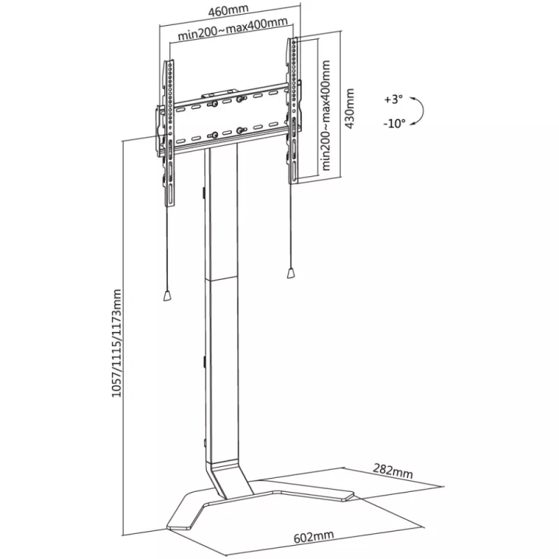 Techly ICA-TR47 supporto TV da pavimento slim, 32-70 pollici, 40 kg, bianco