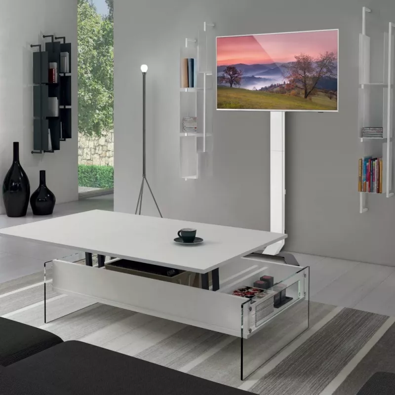 Techly ICA-TR47 supporto TV da pavimento slim, 32-70 pollici, 40 kg, bianco