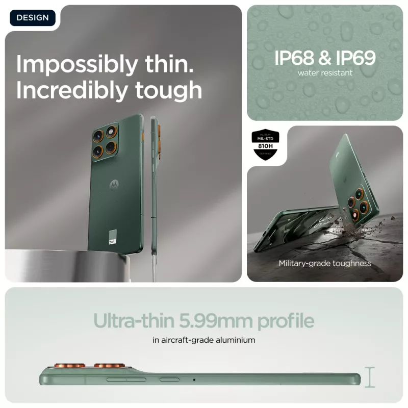 Motorola edge 70 17 cm (6.7 pollici) Dual SIM Android 16.0 5G USB Type-C 12 GB 512 GB 4800 mAh verde