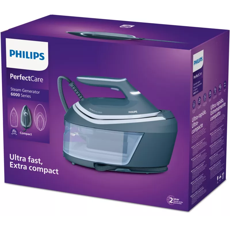 Philips Serie 6000 stazione da stiro a vapore PSG6042/20 2400 W 1,8 L SteamGlide Advanced blu