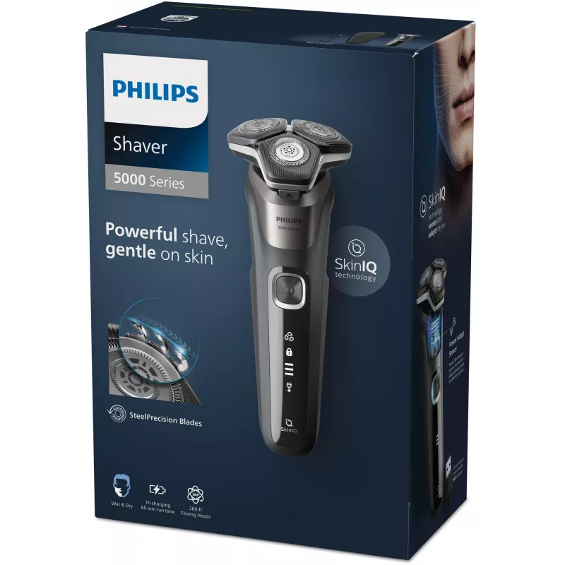 Philips SHAVER serie 5000 S5887/30 rasoio uomo, rasoio rotante, nero, grigio
