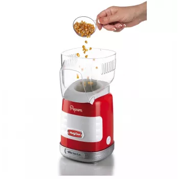 Ariete 2956, Pop Corn Party Time, macchina per popcorn, trasforma 60 g di mais in popcorn in 2 minuti con aria calda, senza grassi, 1000 Watt, rosso