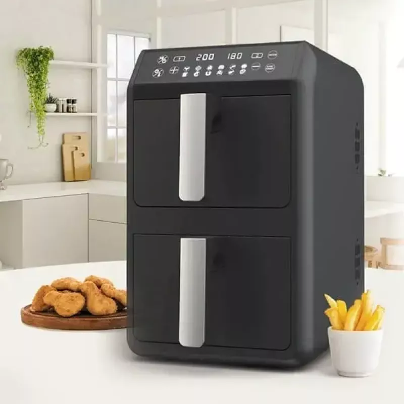 Friggitrice ad aria calda elettrica Maestro MR-761, capacità 10 L, 2400 W, 12 programmi, 80–200 °C, doppia costruzione, nero